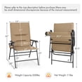 thumbnail image 2 of Canddidliike Patio Folding Padded Chair with High Backrest and Cup Holder-Brown, Outdoor Stackable Dining Chairs, Comfortable Breathable Garden Outdoor Furniture for Backyard Deck, 2 of 6