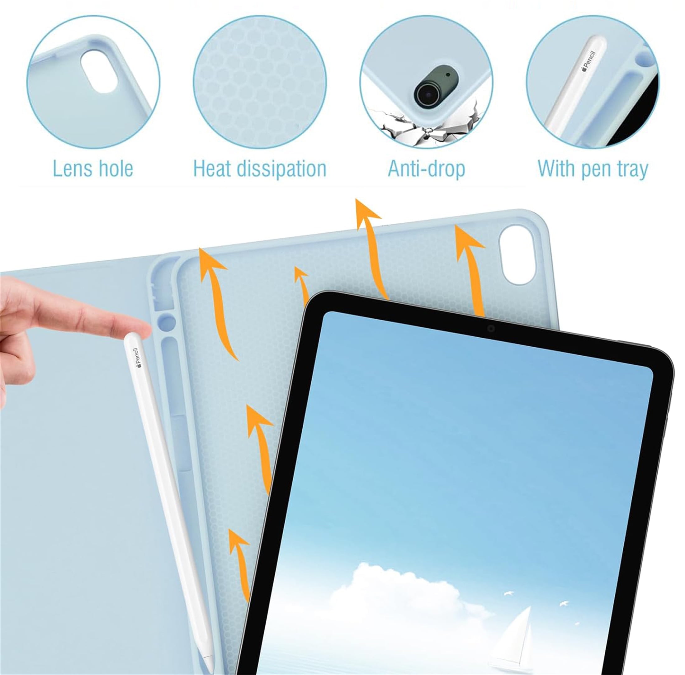 Shockproof Smart Stand Case with Pencil Holder Bluetooth Keyboard for iPad Mini 6th Generation 8.3 inch 2021 Blue