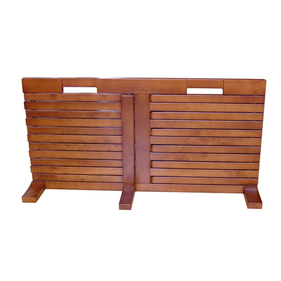 Contemporary Home Living 29.75" Mahogany Brown Unique High Gate-N-Crate Rectangular Folding Pet Gate