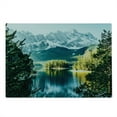thumbnail image 2 of Landscape Cutting Board, Mountain Lake in Northern Germany Frozen Peaks Water Winter Season Life, Decorative Tempered Glass Cutting and Serving Board, Large Size, Green White, by Ambesonne, 2 of 5