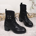 thumbnail image 6 of POROPL Womens Boots Mid Calf High Heel Chunky Shoes,Boots Size 5.5, 6 of 9