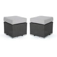 thumbnail image 2 of Noble House Santa Rosa 16" Grey Wicker Ottoman Seat w/Silver Cushion (Set of 2), 2 of 20