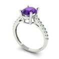 thumbnail image 2 of Solitaire with Accents Engagement Ring for Women - 2.21ct Natural Amethyst in 14K White Gold Promise Ring, 2 of 6