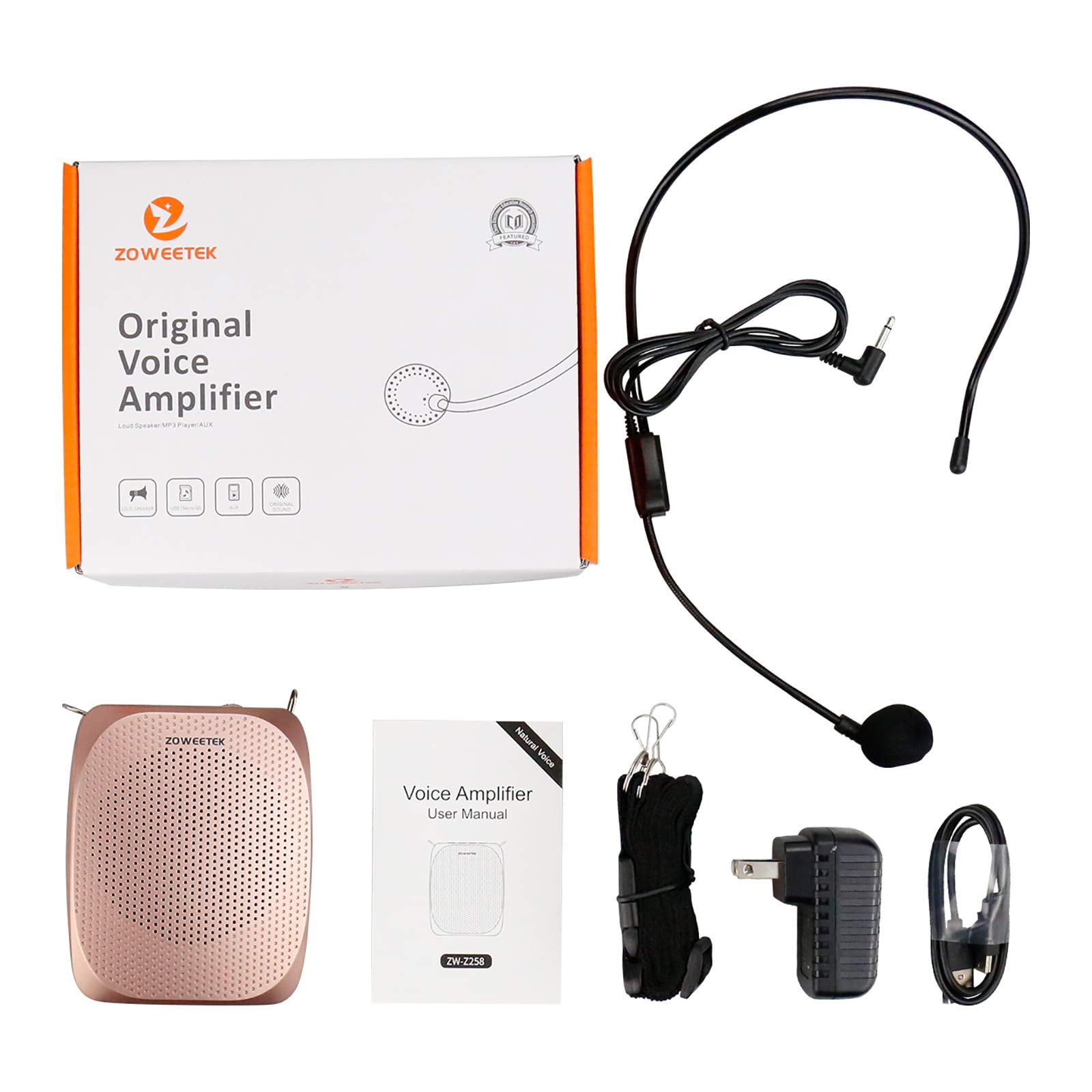 Zoweetek Voice Amplifier Portable Personal Mini with Wired Microphone for Teachers Meeting Yoga Fitness and Classroom
