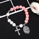 thumbnail image 4 of Pulsera de cruz de cristal, pulsera de cuentas, pulsera de rosario, joyería para mujer, 4 of 6