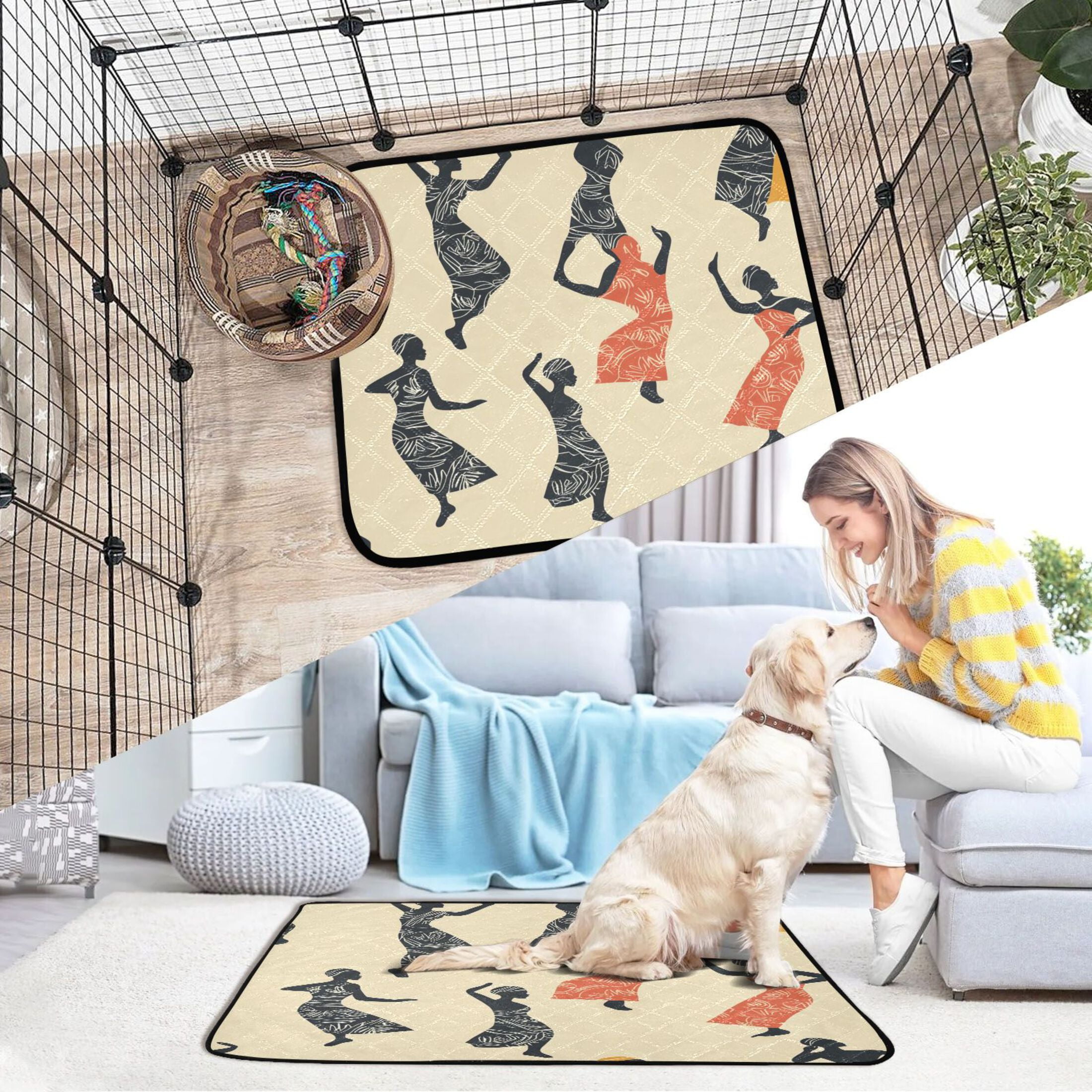 Washable Pet Pee Pads with Super Absorbent Reusable Training Pads for Dogs & Cats Dancing Woman
