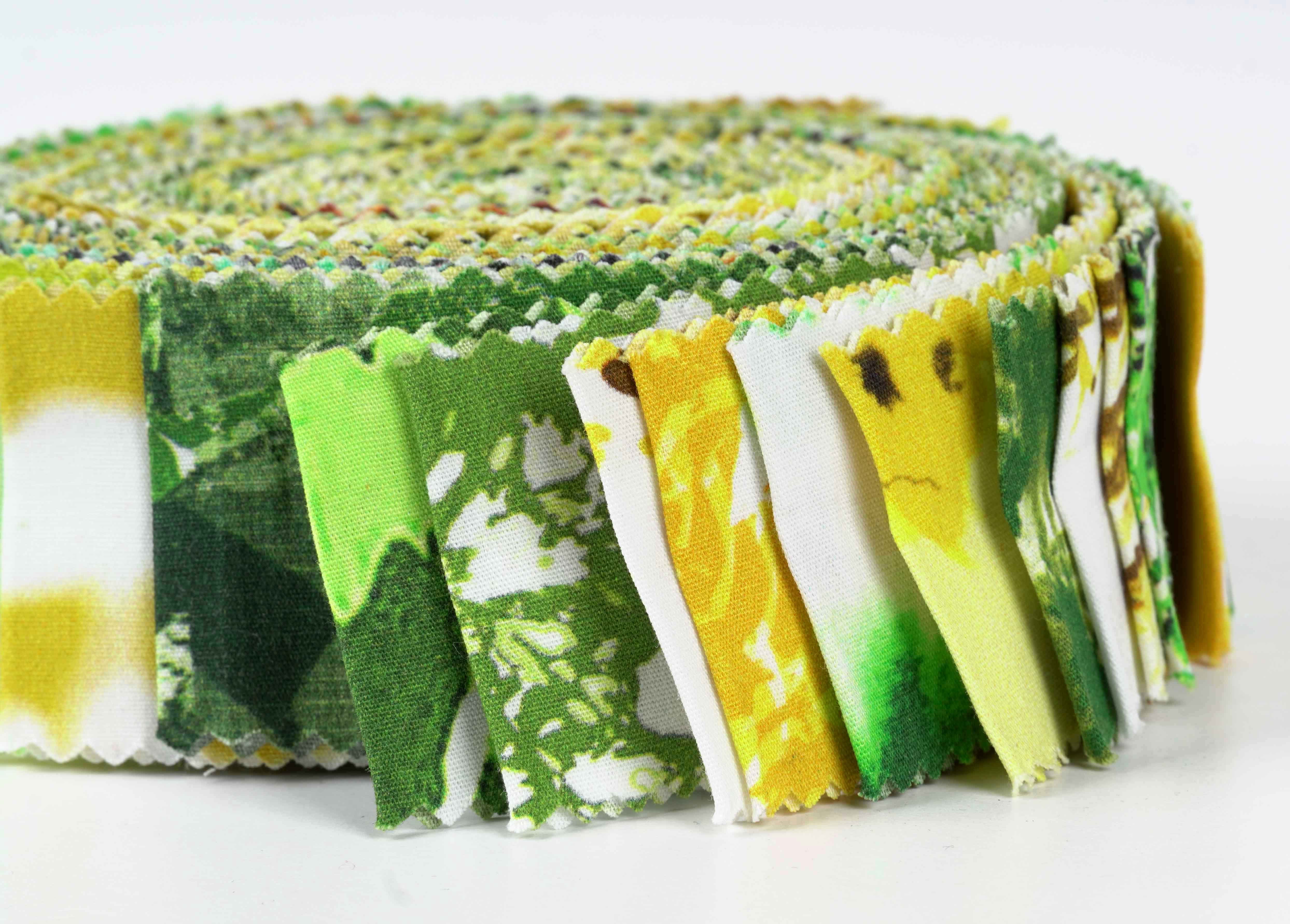 Soimoi 40Pcs Tie Dye Print Precut Fabrics Strips Roll Up 1.5x42inches Cotton Jelly Rolls For Quilting - Green