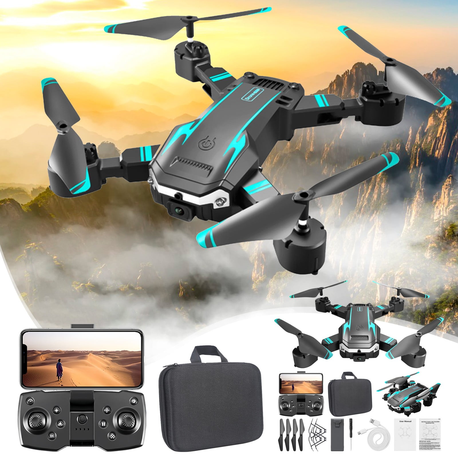 Drone with Camera for Beginners and Teens, Dual Camera with Obstacle Avoidance, Foldable FPV RC Quadcopter with Long Flight Time for Indoor and Outdoor