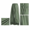 thumbnail image 3 of Aezemi Men Loose Cotton Linen Pants Baggy Wide Leg Ruched Harem Pants Elastic Waist Drawstring Palazzo Summer Beach Vacation Trousers with Pockets XXL, 3 of 6
