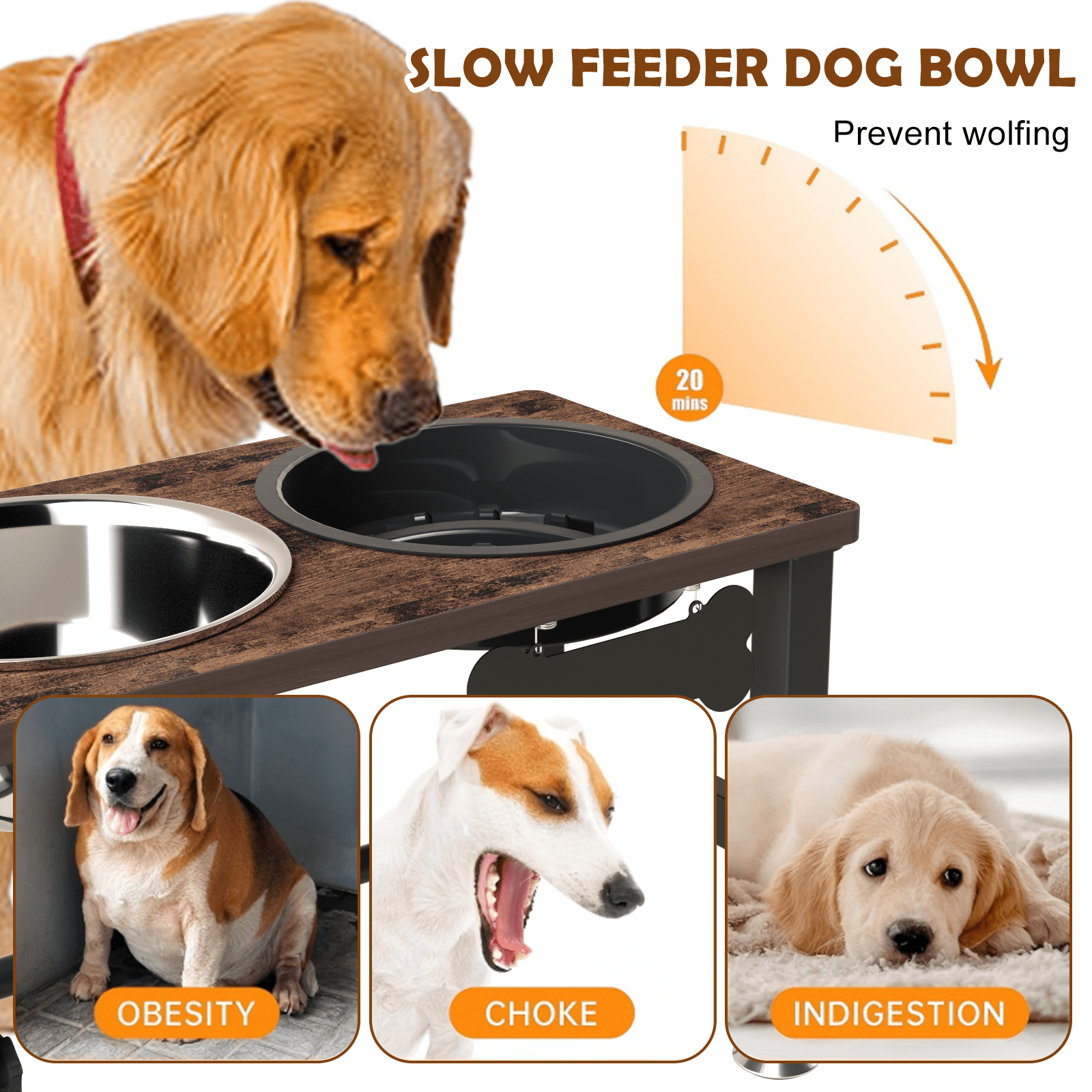 ADENGL Elevated Dog Bowl Stand Adjustable with Stainless Steel Bowls photo 2