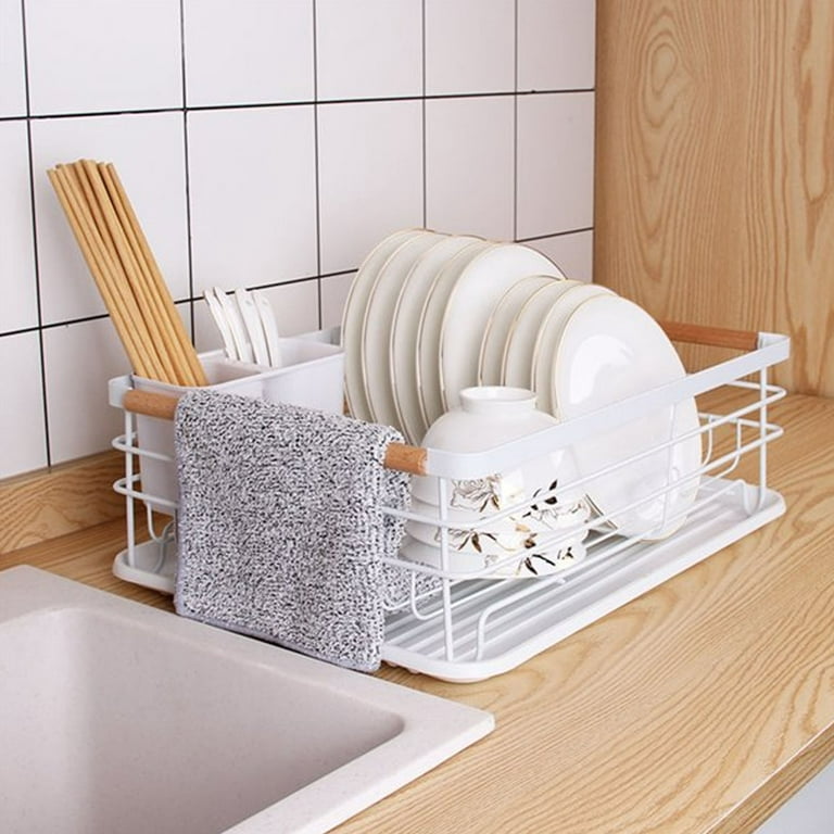 UIFER Dish Drying Rack for Kitchen Counter Sink Organization and Storage,  Dish Rack with Drainboard and Utensil Holder Easy to Drain and Clean