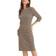 thumbnail image 4 of Vestido Houndstooth Inspire Chic para mujer, elegante con mangas 3/4, cintura ceñida, vestido ajustado, color marrón, 4 of 5