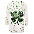 thumbnail image 4 of lcziwo St Patrick Tops for Women 3/4 Sleeve Shamrock Printed Shirts Crew Neck Blouses Green Graphic Tees Lucky Irish Clover Top 2025 Multicolor,XL, 4 of 5