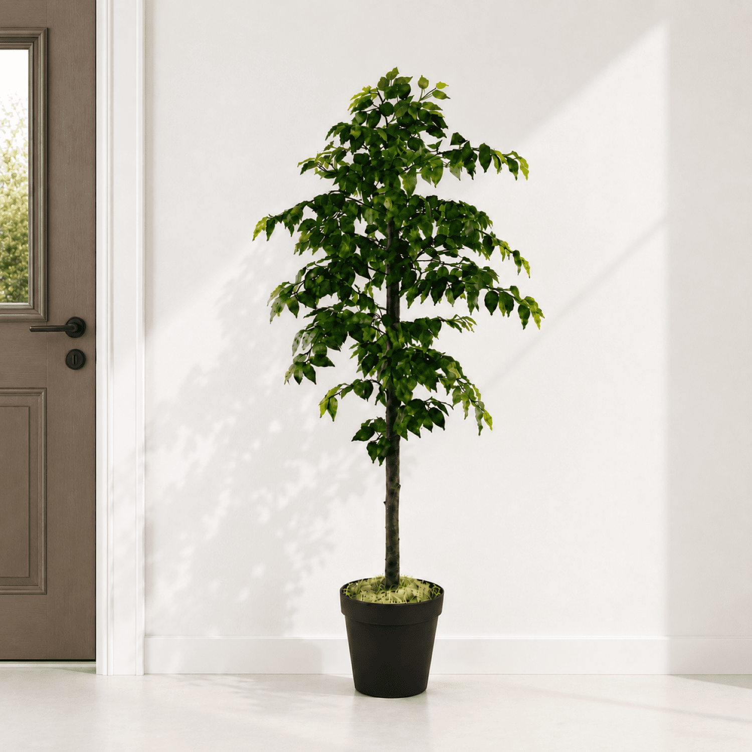 Artificial Tree, 6ft Faux Designer Ficus Tree in Black Nursery Pot by LCG Florals, Indoor Tree for Living Room, Office, and Home Décor