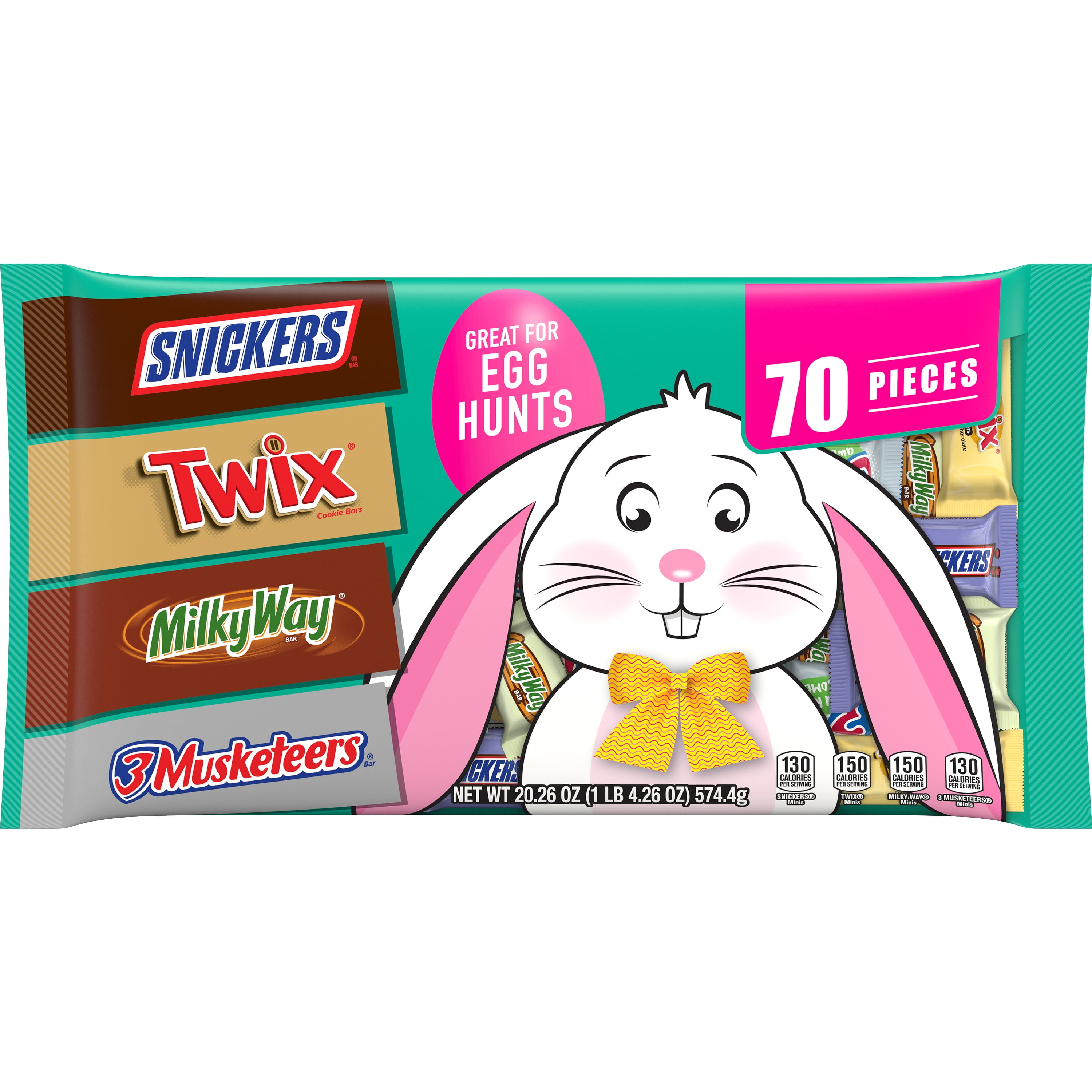 Snickers, Twix, Milky Way & 3 Musketeers Easter Chocolate Bars - 70 Ct