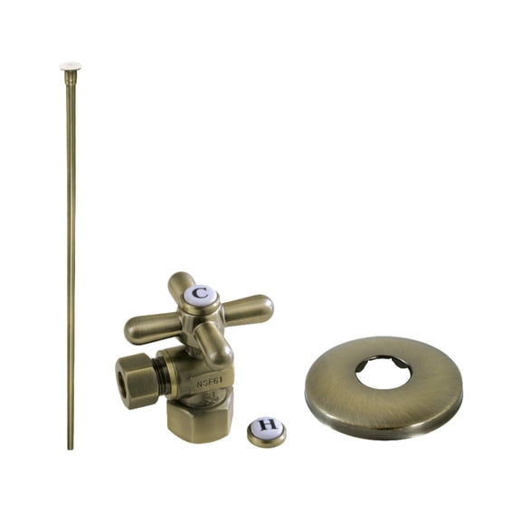 Kingston Brass KTK103P Trimscape Toilet Supply Kit, 1/2" IPS x 3/8" O.D. Comp, Antique Brass