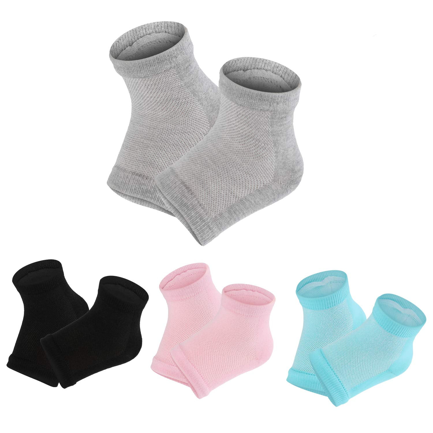VONTER 4 Pairs Heel Moisturizing Socks Gel Heel Socks Open Toe Socks