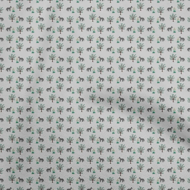 oneOone Rayon Light Gray Fabric Animal Sewing Material Print Fabric By The Yard 56 Inch Wide