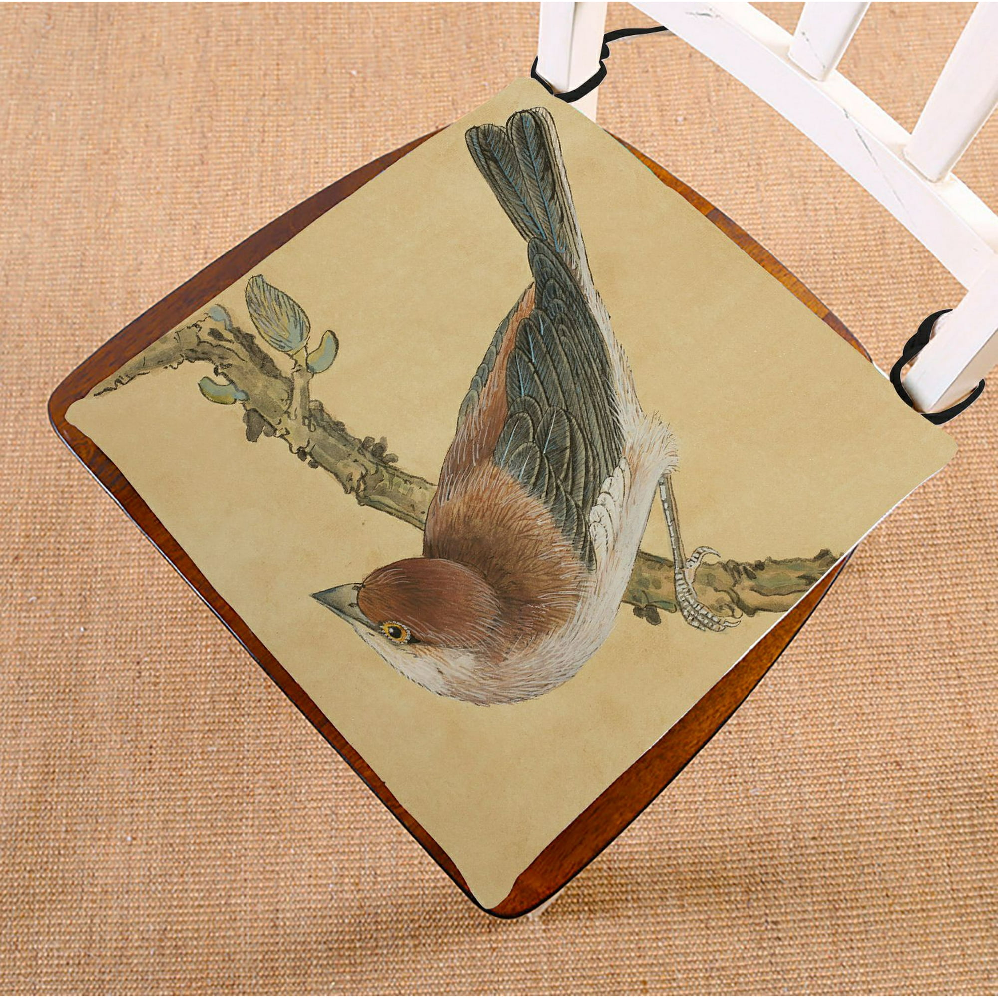 HATIART A Small Bird On A Branch Draw A Small Bird Chair Pad Seat Cushion Chair Cushion Floor Cushion Two Sides Printing 16x16 Inch Walmart