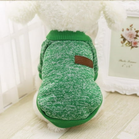 Pet Dog Warm Sweaters, Knitted Classic Pet Sweater Autumn Winter Warm Costume Pet Dog Cat Warm Coat Dog Classic Custome Knit Sweater Winter Clothes Apparel for Small Puppy,Green,S
