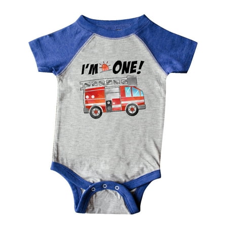 

Inktastic I m 1 Fire Truck 1st Birthday Gift Baby Boy or Baby Girl Bodysuit