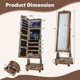 thumbnail image 3 of Giantex Floor Standing Jewelry Armoire, Lockable Jewelry Organizer w/3-position Adjustable Angle, Coffee, 3 of 8