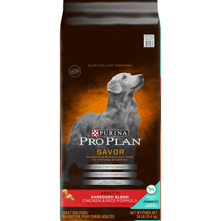 Purina Pro Plan With Probiotics Senior Dry Dog Food; SAVOR Shredded Blend Chicken & Rice Formula - 34 lb.