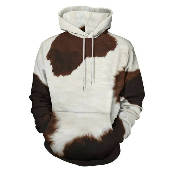 Cow Print Men's Women Vintage 3D Hooded Sweatshirt - All-Season Loose Fit Streetwear