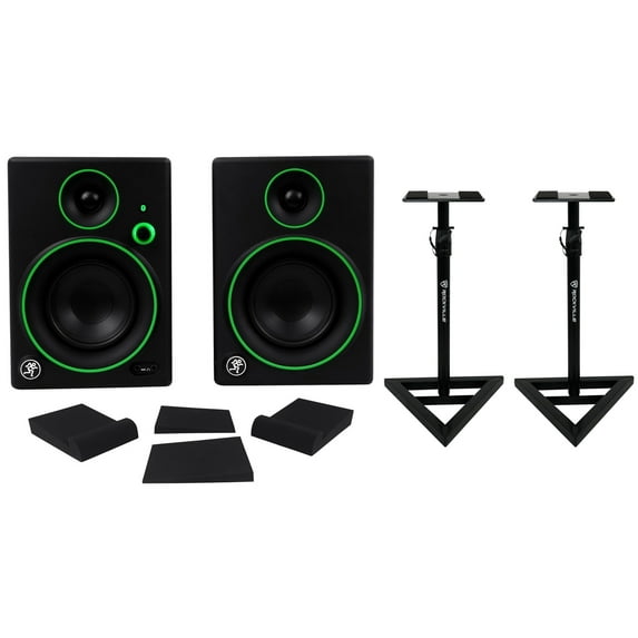 Pair Mackie CR4BT 4" Studio Monitors/Computer Speakers w/ Bluetooth+Stands+Pads