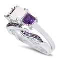 thumbnail image 2 of Lakshya Jewel LLC 3 Stone Princess Cut White & Purple CZ Wedding Engagement Bridal Ring Set, 2 of 3