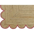 thumbnail image 2 of DecorAvenue Braided Jute Area Rug Farmhouse Scalloped Area Rug, Natural / Pink 3' Ft Square, 2 of 6