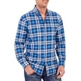 thumbnail image 2 of Demotime Men's Gingham Button Down Stretch Business Casual Blouse 2XL Blue Black Plaid, 2 of 5