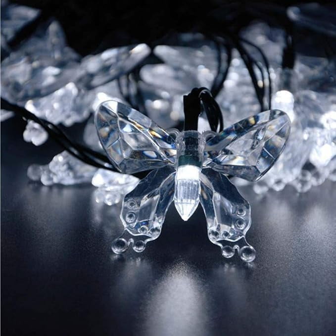 Huiyi Butterfly String Lights, 9.5m 50LED Outdoor Solar Powered String Light 8Mode Indoor for Lighting for Lawn Patio Wedding Party Decor