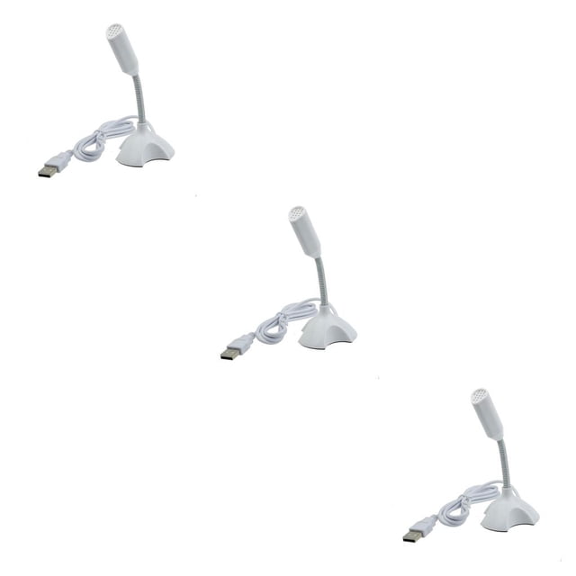 crativent Mini Universal USB Stand Desktop Microphone Mic For PC Desktop Laptop white 3Set