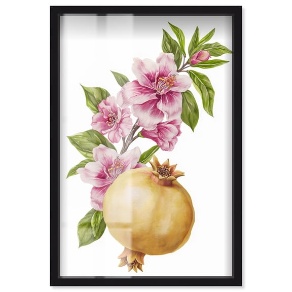 Pomegranate Bloom I Shadowbox Print Summer Art Prints by Art Remedy, Black Frame, 10 x 15