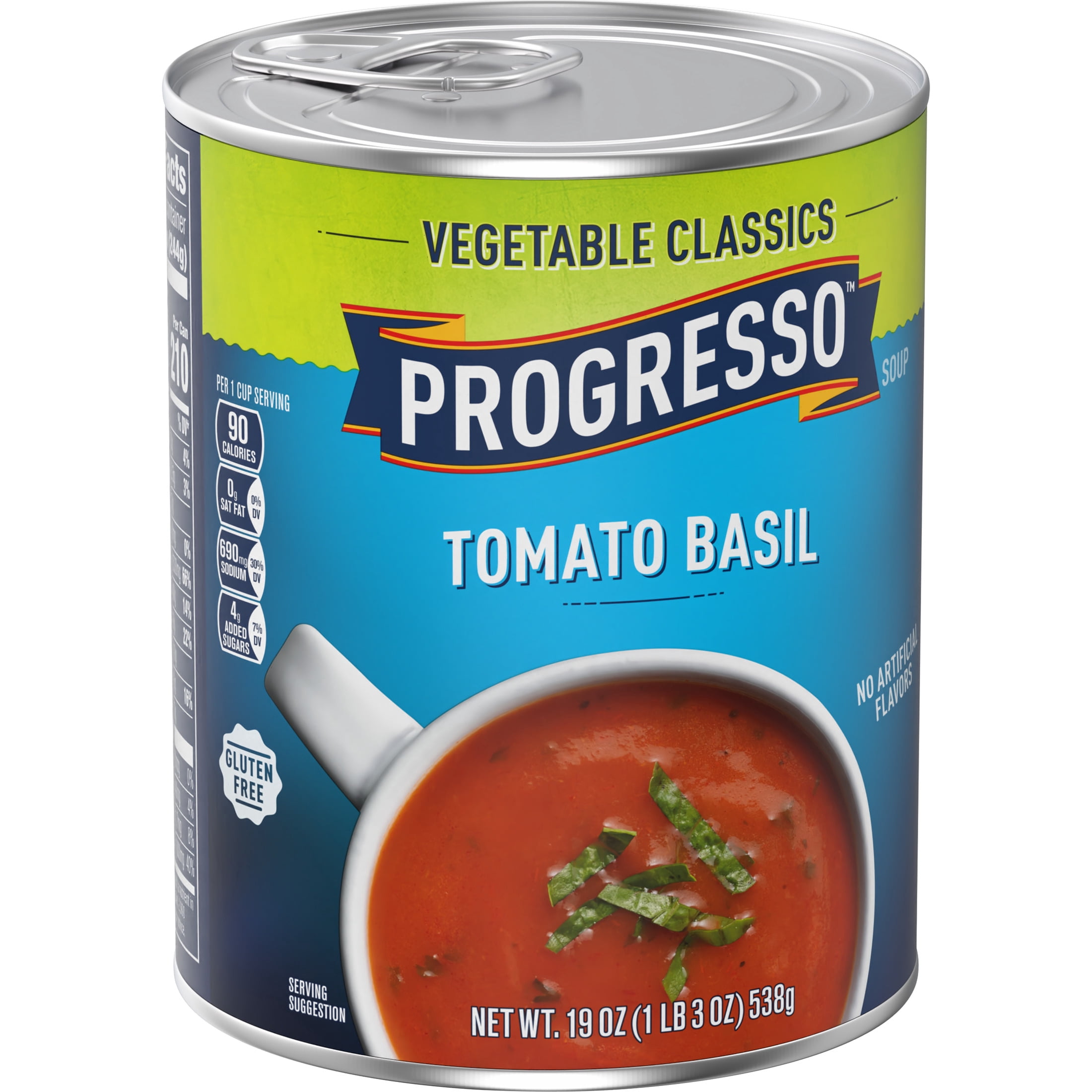 (6 pack) Progresso Tomato Basil Soup, Vegetable Classics Canned Soup, Gluten Free, 19 oz