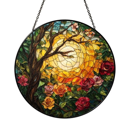 Botanical Rose Stained Glass Suncatcher – Window Decor2401
