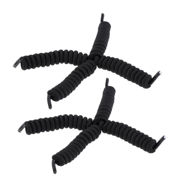 4 Cordones Elásticos Sin Cordones Para Zapatos, Cordones Rizados Para Adultos Y Niños, Negro Sunnimix Sin cordones de zapatos