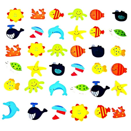 

CHAMAIR 12pcs Novelty Animals Wooden Fridge Magnet Cute Children Toy