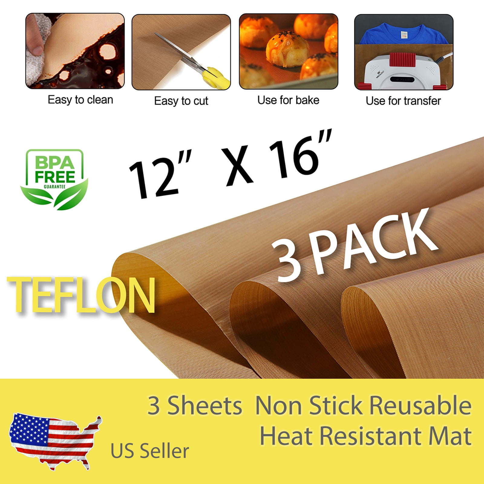 10 Pack PTFE Teflon Sheet for Heat Press 16x24" Non Stick Heat Resistant Craft " 