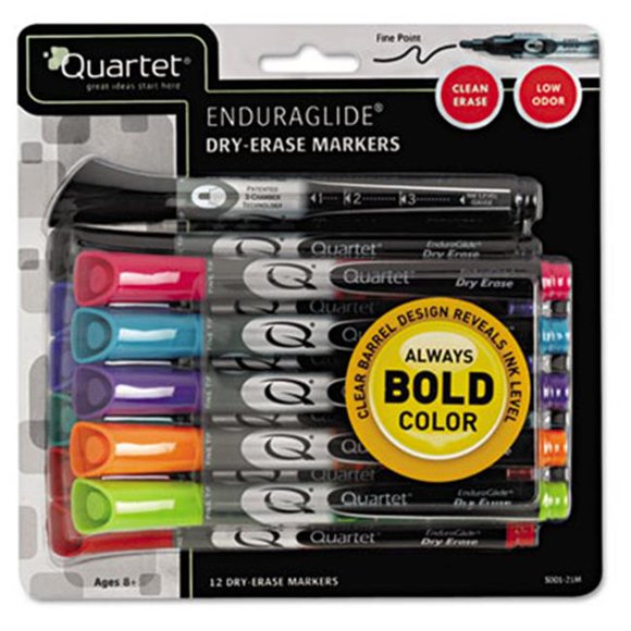 Quartet EnduraGlide Dry Erase Markers Chisel Tip Assorted Colors 12-Set