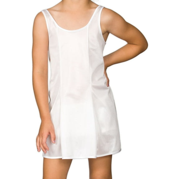 I.C. Collections Girls White Sleek Nylon Slip, 4 - 16
