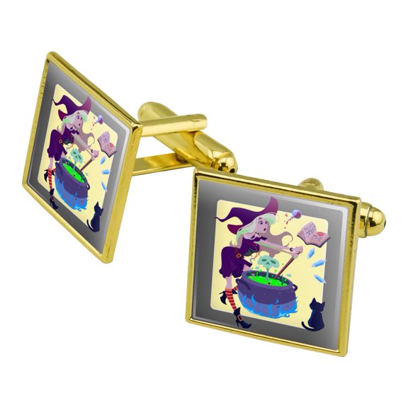 Little Witch Brewing Potions  Square Cufflink Set - Silver or Gold