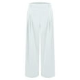 thumbnail image 6 of Slacks for Women Elastic High Waist Wide Straight Leg Loose Fit Business Casual Work Pants with Pockets, 6 of 7