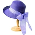 thumbnail image 3 of Sombrero de paja de verano con visera para mujer Sombrero de playa flácido Sombrero de ala ancha Sombreros de playa de verano para mujeres y niñas Púrpura brillar Electrónica, 3 of 5