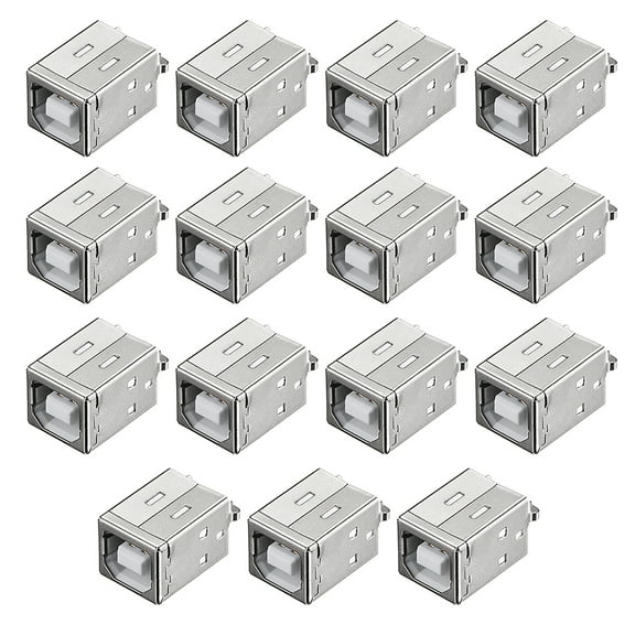 PCB USB Connector B Type Female Jack 180 Degree Straight Insert 15 Pcs