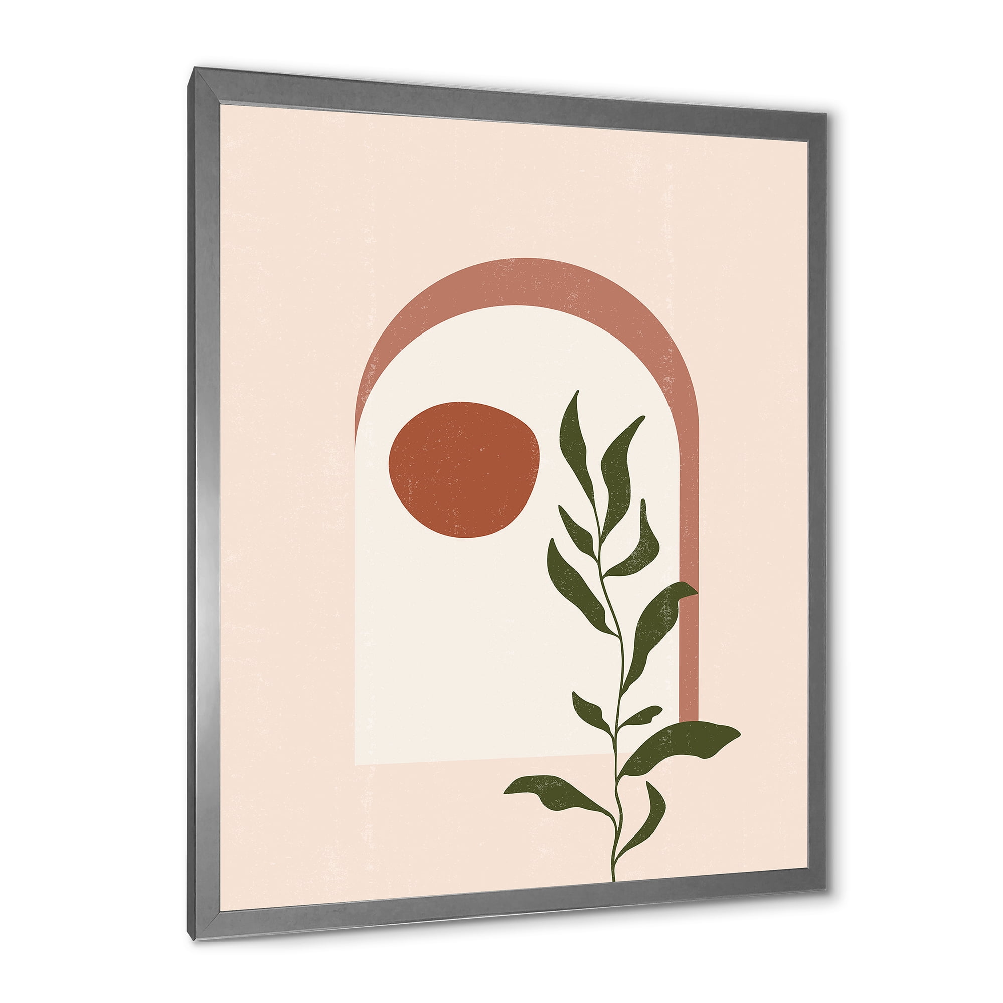 Designart 'Abstract Geometrical Leaf With Moon III' Modern Framed Art Print