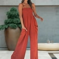 thumbnail image 3 of Combinaison Décontractée pour Femmes, Dos Nu, Taille Haute, Couleur Unie, Plage, 3 of 9