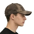 thumbnail image 5 of Women's Distressed Denim Baseball Cap, Washable Cotton Cap, Trendy American Style Dad Hat for Women, Y2K Fashion Casual Daily Wear Outdoor Cap Coffee, 5 of 7