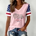 thumbnail image 2 of 4th of July T-Shirts for Women's Independence Day Patriotic Graphic Summer Print V Neck Short Sleeve Casual Blouse Tee Pink M, 2 of 4